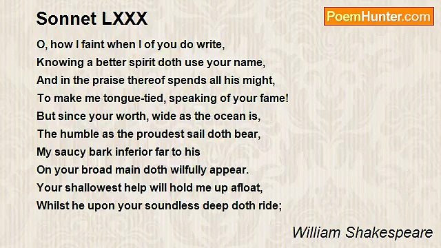 William Shakespeare - Sonnet LXXX