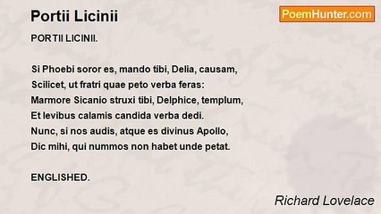 Richard Lovelace - Portii Licinii