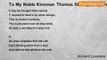 Richard Lovelace - To My Noble Kinsman Thomas Stanley, Esq. On His Lyrick Poems Composed By Mr. John Gamble.