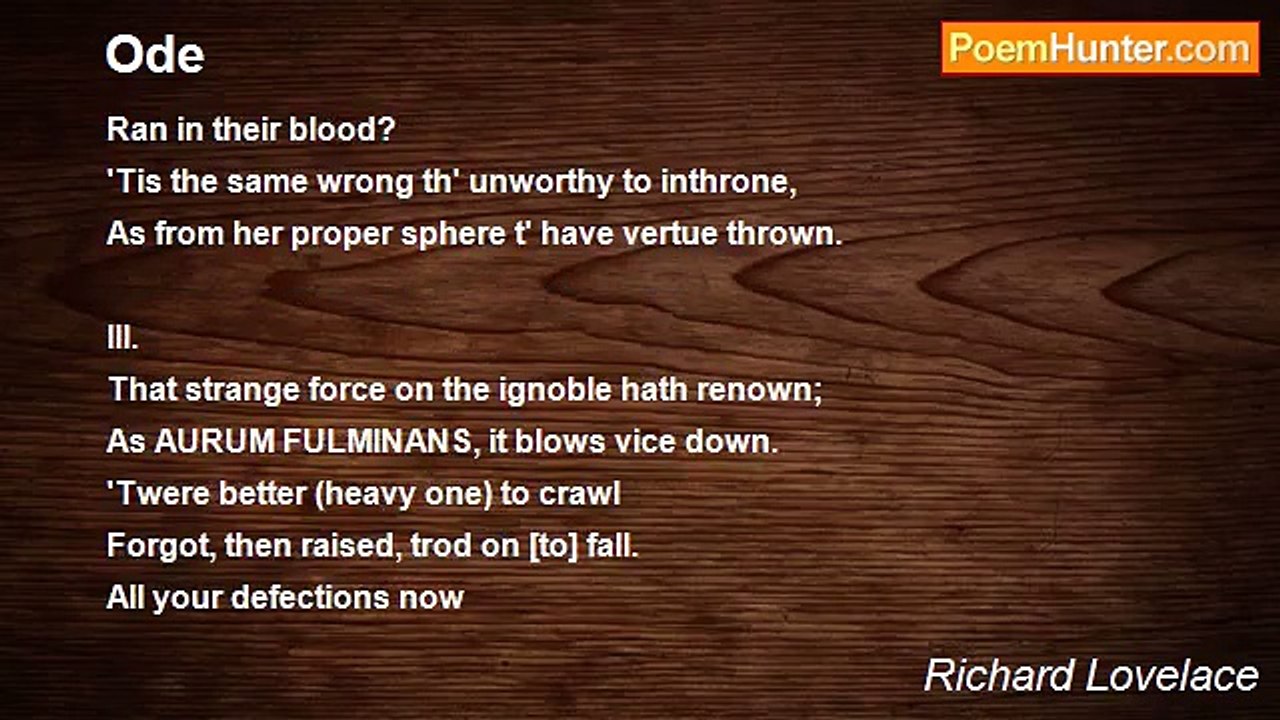 Richard Lovelace - Ode