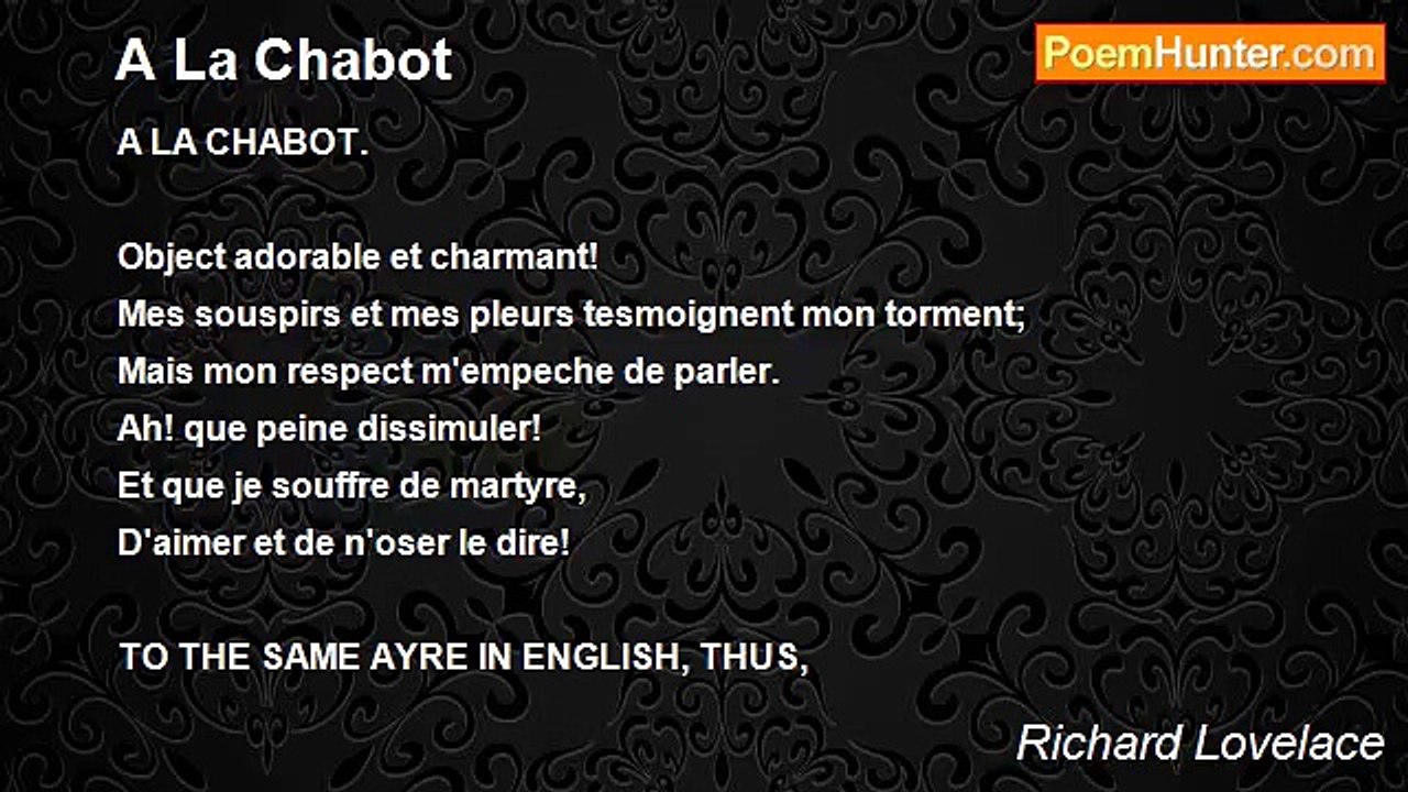 Richard Lovelace - A La Chabot