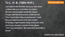 Katherine Mansfield - To L. H. B. (1894-1915 )