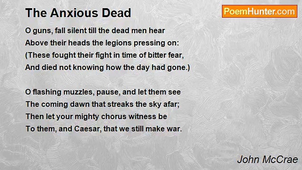 John McCrae - The Anxious Dead