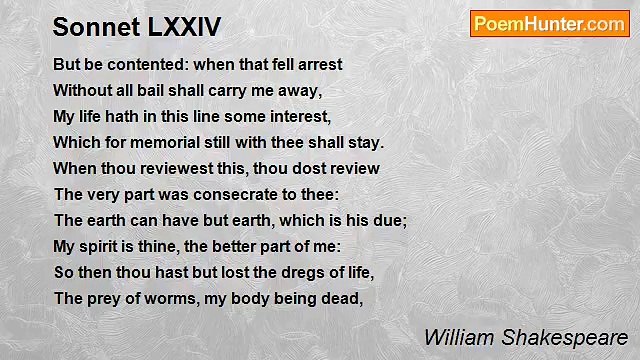 William Shakespeare - Sonnet LXXIV