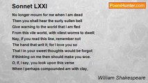 William Shakespeare - Sonnet LXXI