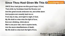 Robert Louis Stevenson - Since Thou Hast Given Me This Good Hope, O God