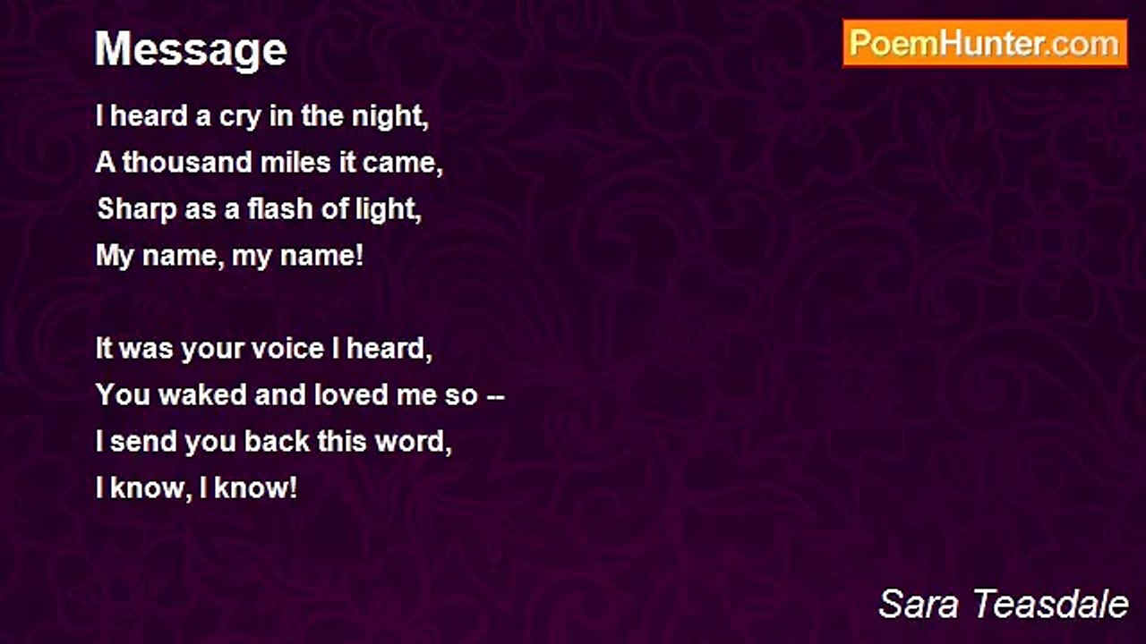 Sara Teasdale - Message
