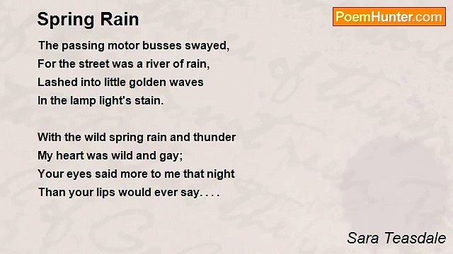 Sara Teasdale - Spring Rain