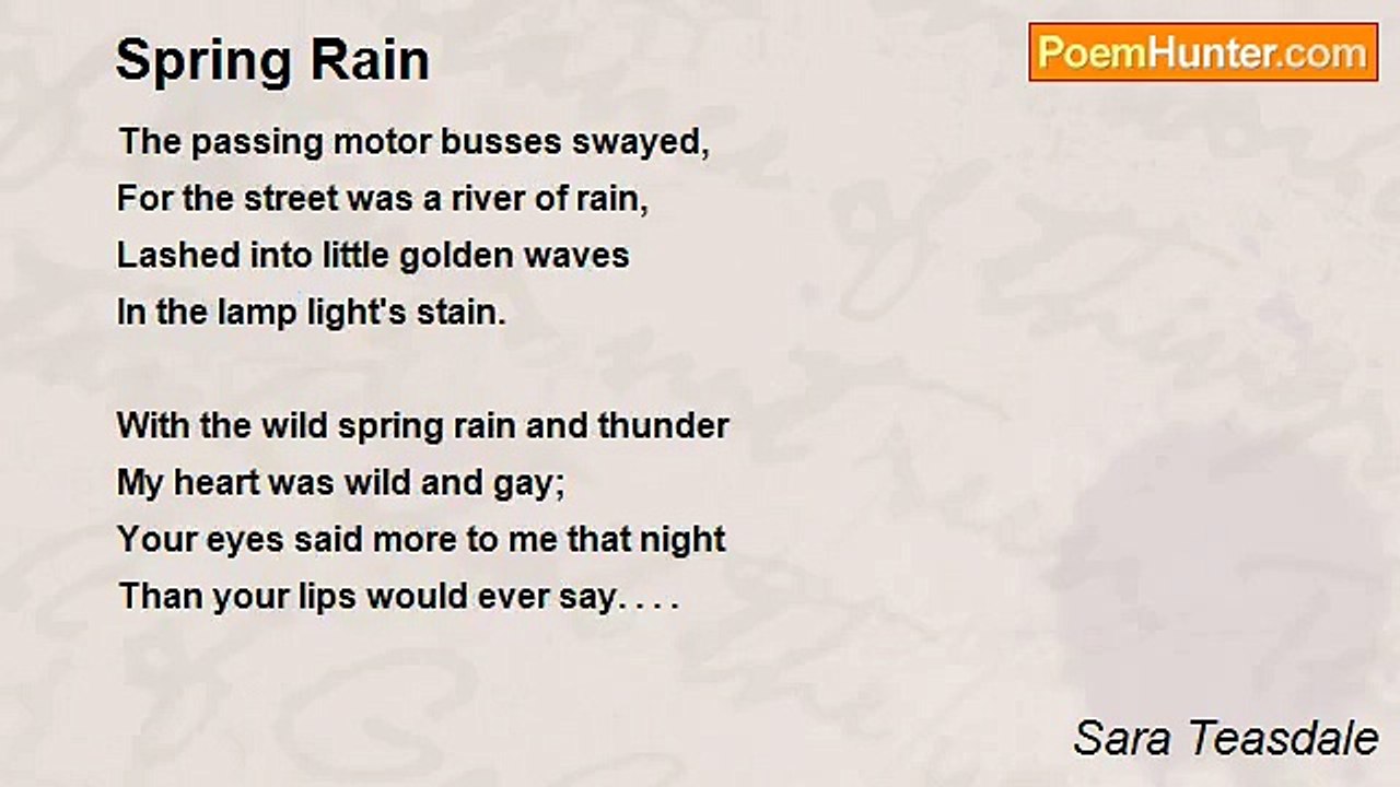 Sara Teasdale - Spring Rain