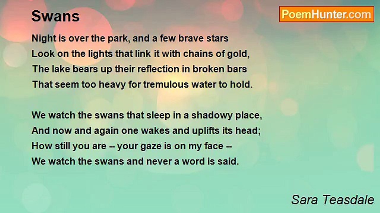 Sara Teasdale - Swans