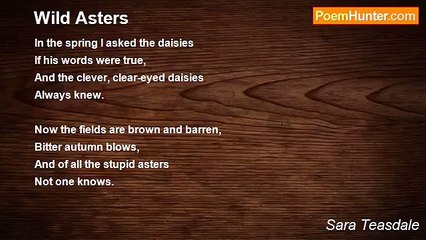 Sara Teasdale - Wild Asters