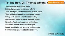 Phillis Wheatley - To The Rev. Dr. Thomas Amory, On Reading His Sermons On Daily Devotion, In Which that Duty Is Recommended And Assisted