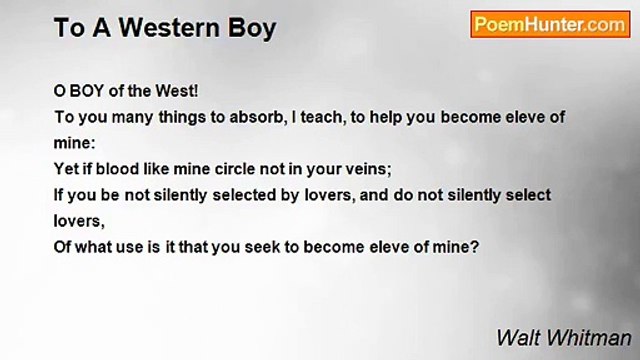 Walt Whitman - To A Western Boy