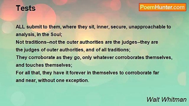 Walt Whitman - Tests