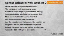 Oscar Wilde - Sonnet Written In Holy Week At Genoa