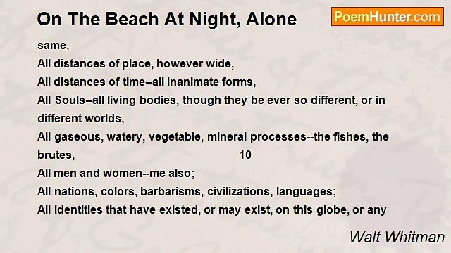 Walt Whitman - On The Beach At Night, Alone