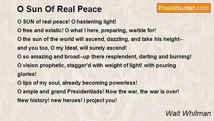 Walt Whitman - O Sun Of Real Peace