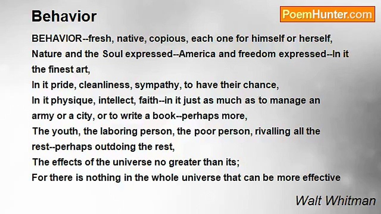 Walt Whitman - Behavior