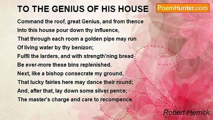 Robert Herrick - TO THE GENIUS OF HIS HOUSE