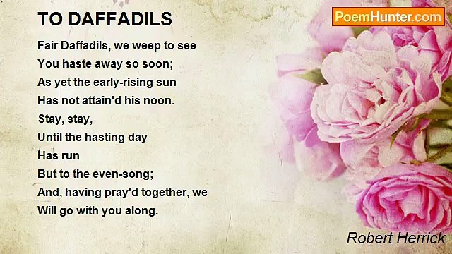 Robert Herrick - TO DAFFADILS