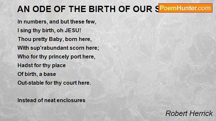 Robert Herrick - AN ODE OF THE BIRTH OF OUR SAVIOUR