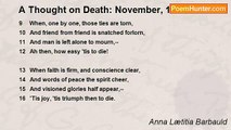 Anna Lætitia Barbauld - A Thought on Death: November, 1814