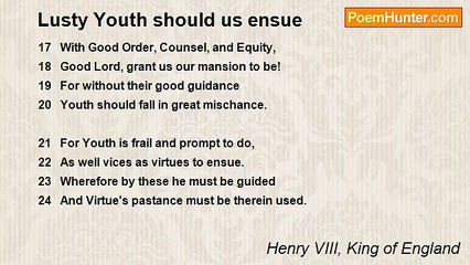 Henry VIII, King of England - Lusty Youth should us ensue