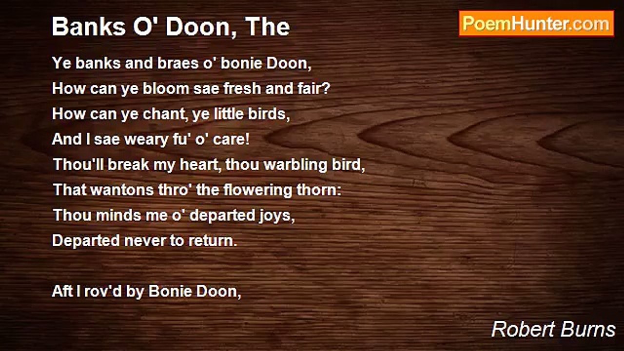 Robert Burns - Banks O' Doon, The