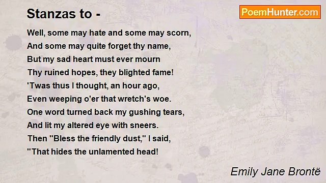 Emily Jane Brontë - Stanzas to -
