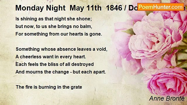 Anne Brontë - Monday Night May 11th 1846 / Domestic Peace