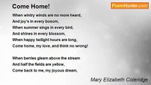 Mary Elizabeth Coleridge - Come Home!