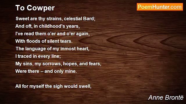 Anne Brontë - To Cowper