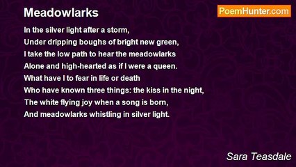 Sara Teasdale - Meadowlarks