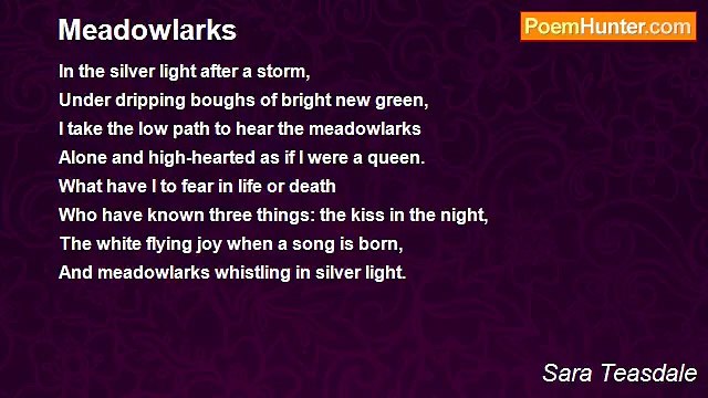 Sara Teasdale - Meadowlarks