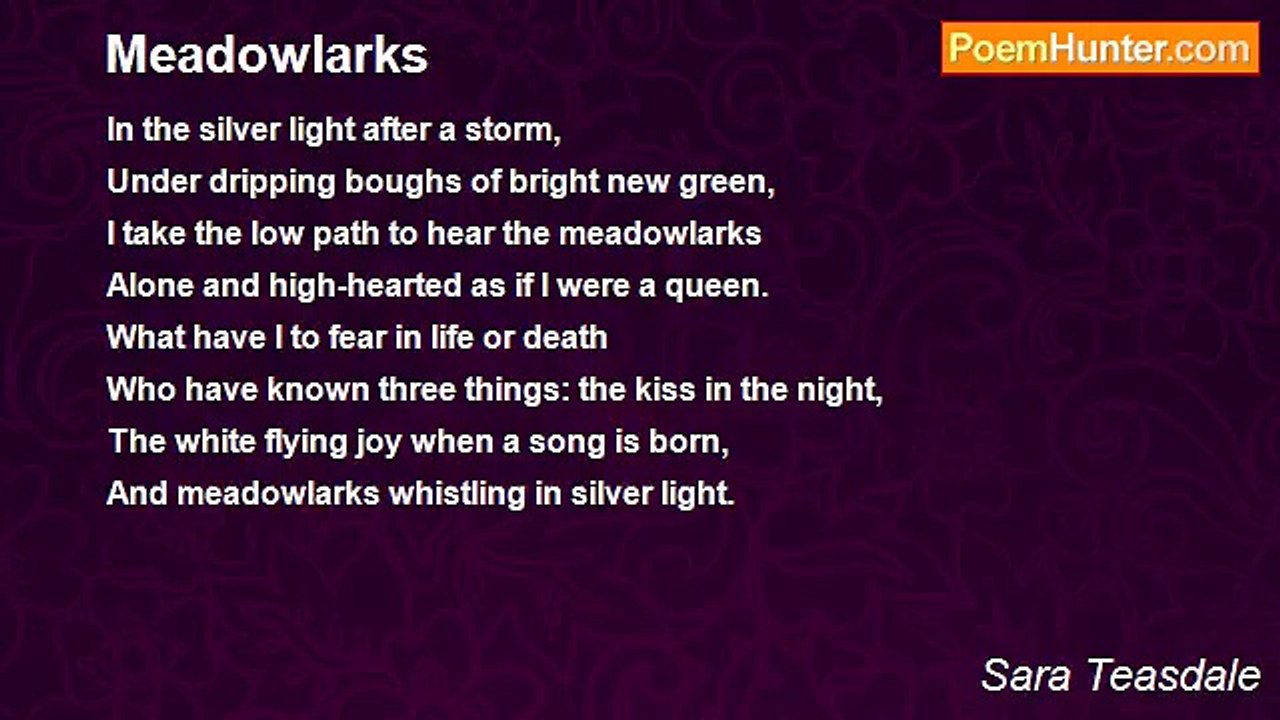 Sara Teasdale - Meadowlarks