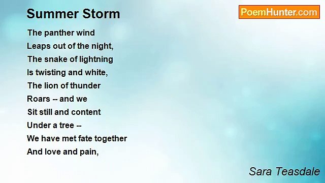 Sara Teasdale - Summer Storm