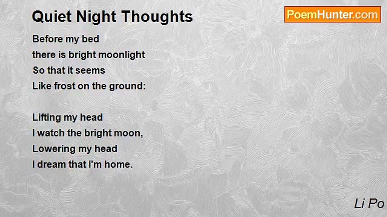 Li Po - Quiet Night Thoughts