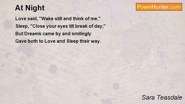 Sara Teasdale - At Night