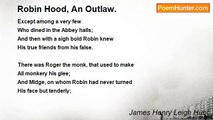 James Henry Leigh Hunt - Robin Hood, An Outlaw.