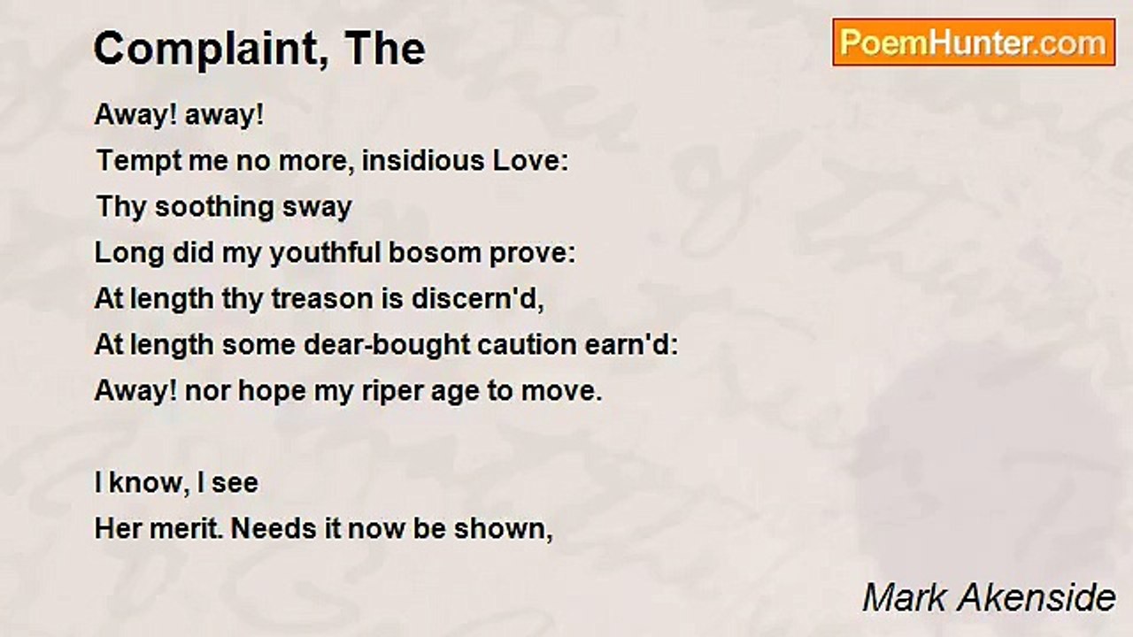 Mark Akenside - Complaint, The