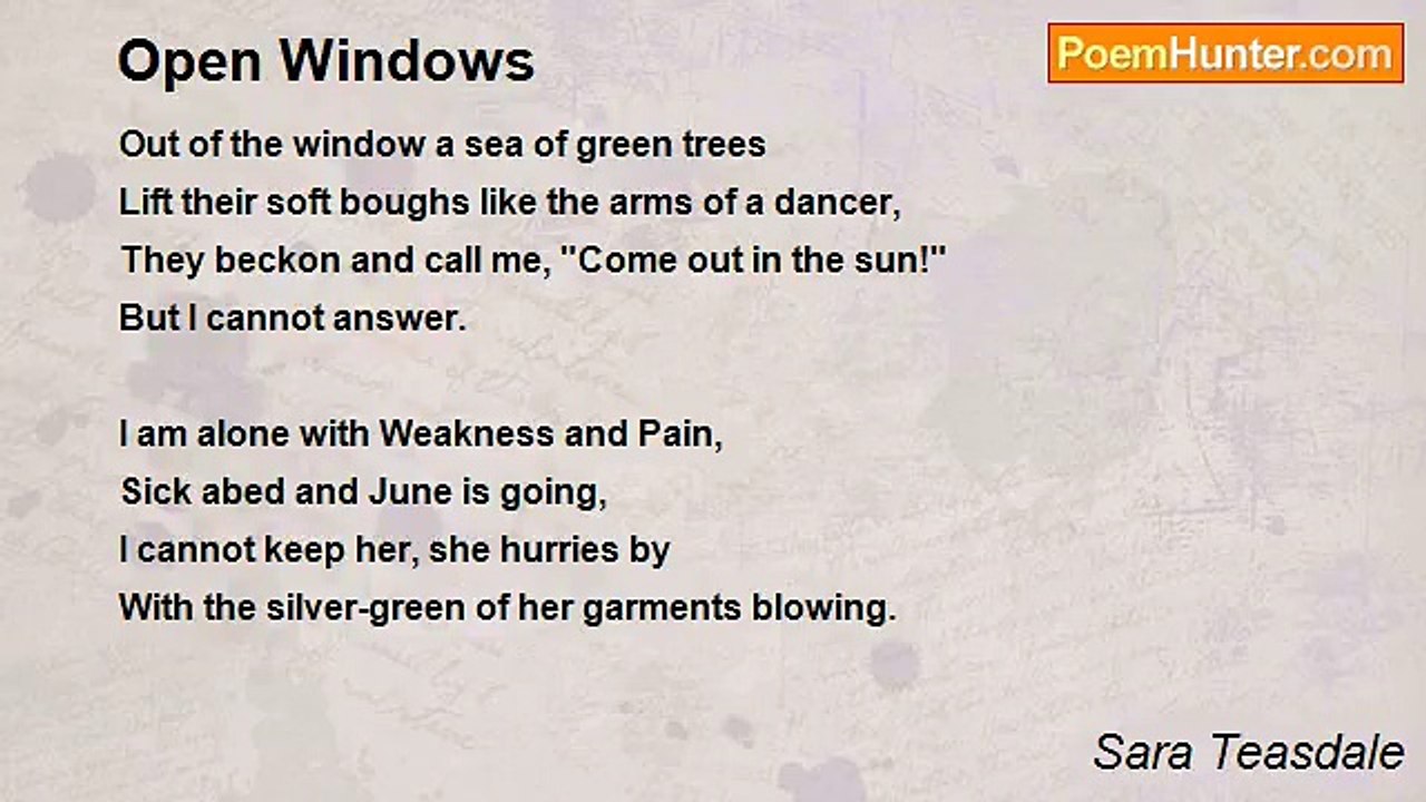 Sara Teasdale - Open Windows