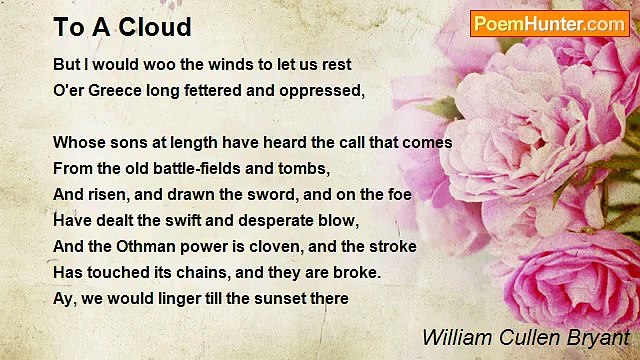 William Cullen Bryant - To A Cloud