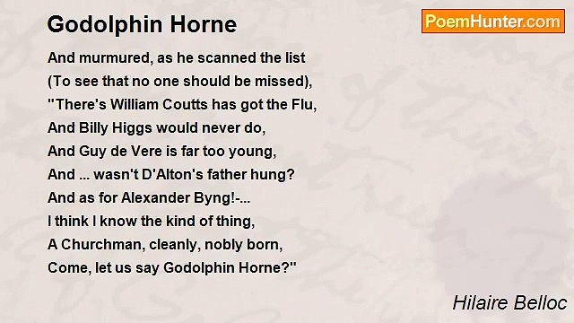 Hilaire Belloc - Godolphin Horne