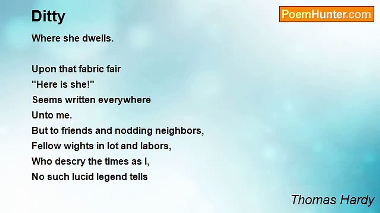Thomas Hardy - Ditty