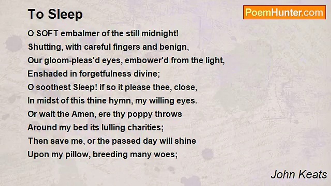 John Keats - To Sleep