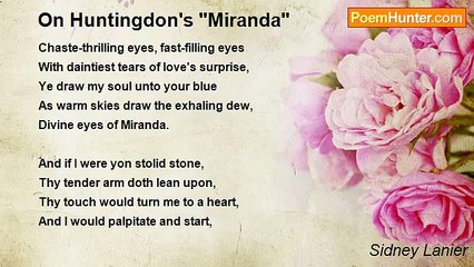 Sidney Lanier - On Huntingdon's "Miranda"