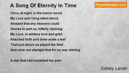 Sidney Lanier - A Song Of Eternity In Time