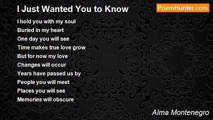 Alma Montenegro - I Just Wanted You to Know