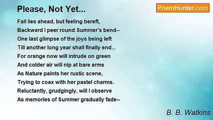 B. B. Watkins - Please, Not Yet...