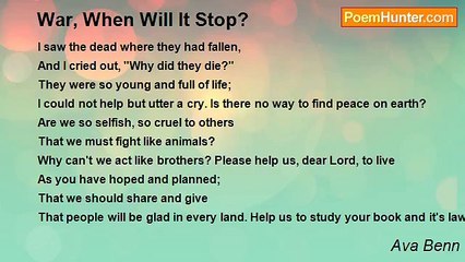 Ava Benn - War, When Will It Stop?